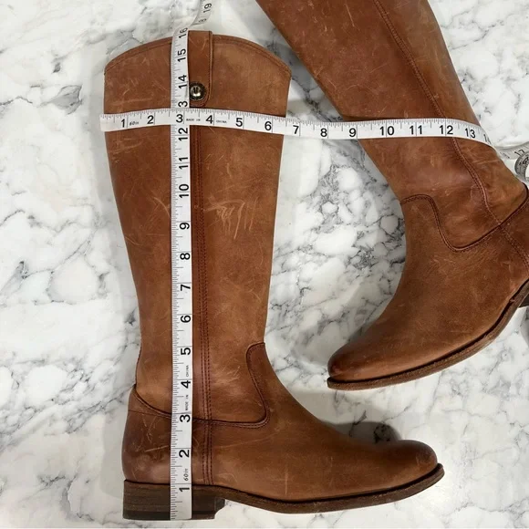 Women's Melissa Western Knee High Leather Boots Cognac Brown Woman’s Size 7B - Picture 10 of 15